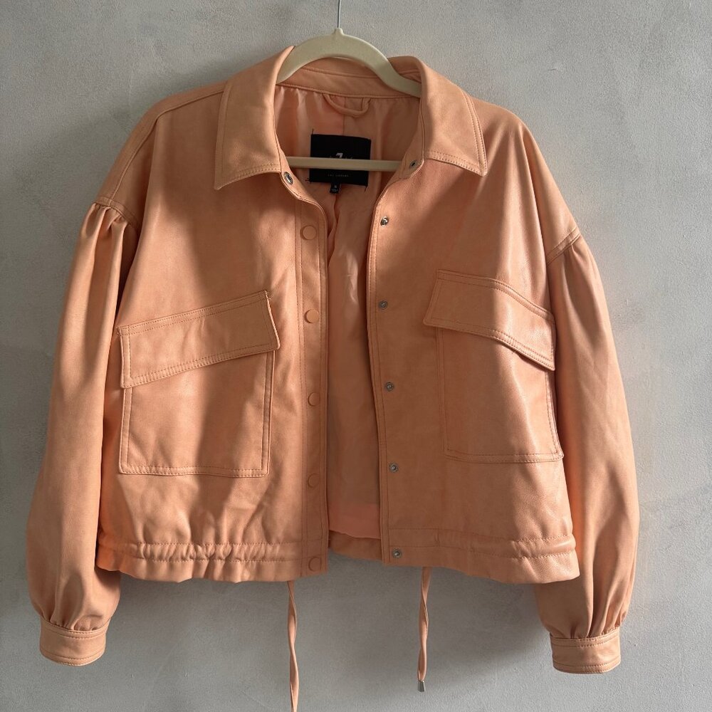7 For All Mankind Women's - Faux Leather Crop Bomber Jacket - Peach - Small